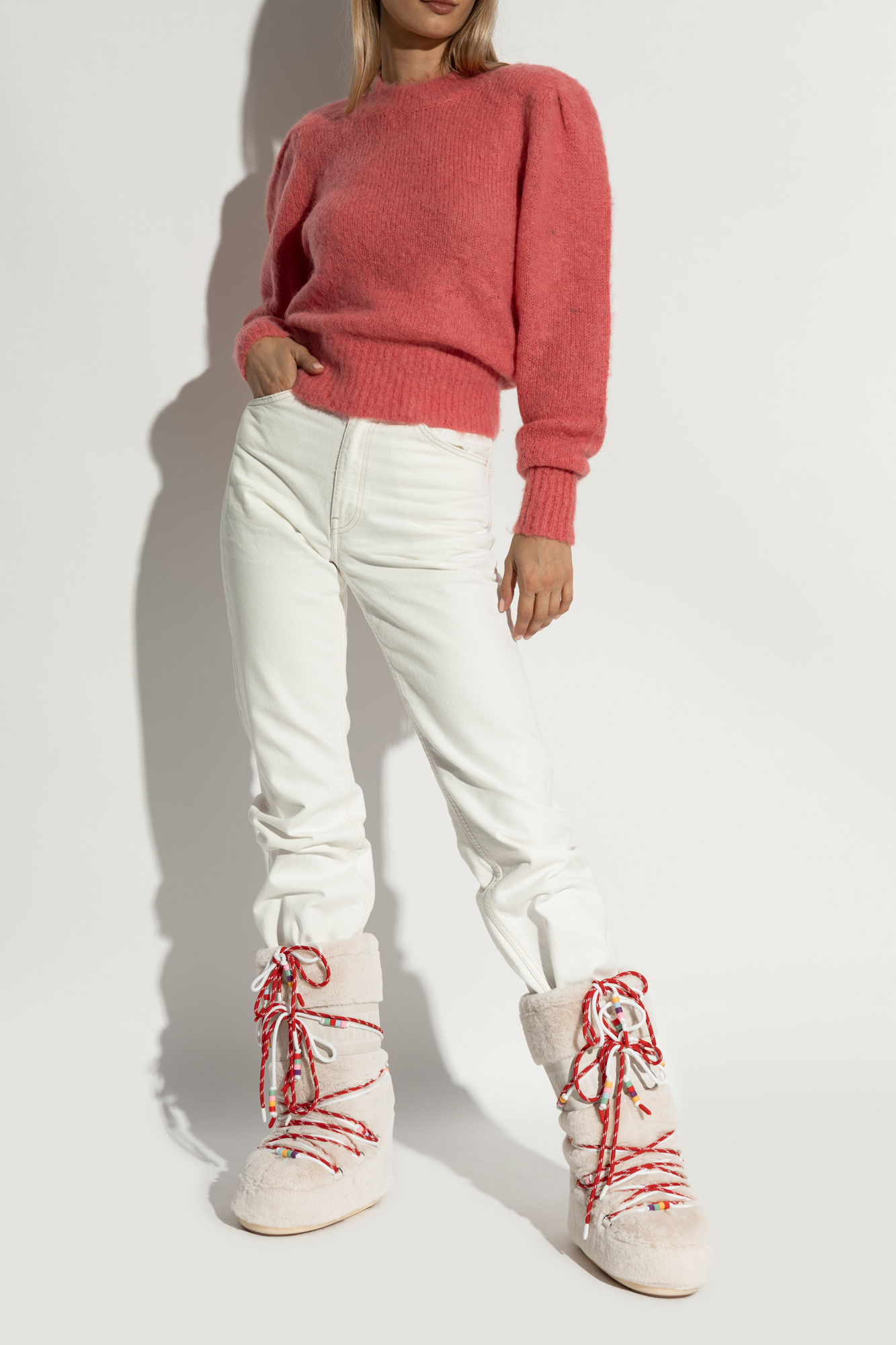 MOON BOOT FAUX-FUR ビーズ クリーム ミュール MOON BOOT EVX beaded shearling mules | NET-A-PORTER